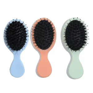 Brosse à cheveux en poils de sanglier pour enfants, nouvelle marque privée, mini finition en plastique et caoutchouc, extension de cheveux noirs, en nylon doux, 2023