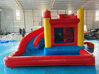Juegos de fiesta al aire libre comercial giratorio tobogán acuático piscina salto Combo castillo inflable hinchable con tobogán de agua