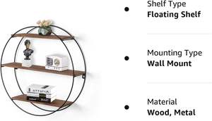 Estantes flotantes resistentes de hierro forjado doble, estante decorativo de Metal de madera para sala de estar, dormitorio, baño, bolsa de garaje, maceta - Product Image 6