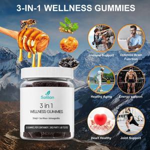 Su misura Hot Label uomo supporto immunitario <span class=keywords><strong>3</strong></span> & 1 Wellness Gummies integratori a base di erbe Shilajit mare muschio Ashwagandha per adulti - Product Image 3
