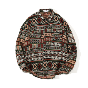 Chaqueta Bomber de Lana para Hombre, Estilo Vintage, Talla XL, Holgada, Manga Larga, Estilo Occidental, Otoño, ODM, Estampado Azteca Navajo, Tinte Liso en la Parte Delantera - Product Image 6