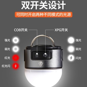 ไฟฉายคาดศีรษะแบบแม่เหล็กชนิด C ชาร์จไฟได้ ไฟ LED สีแดง สำหรับตั้งแคมป์กลางแจ้ง ปรับความสว่างได้ ทำจากอลูมิเนียมอัลลอย - Product Image 2