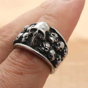 <b>Skull</b> <b>Ring</b> Men's Punk Style Stainless Steel Silver Color Retro Trendy Jewelry Gift 213007 - Product Image 4