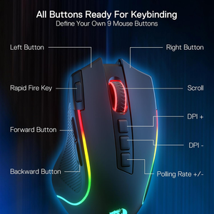 <span class=keywords><strong>Redragon</strong></span> M612 PRO Tri-Mode RGB Gaming Mouse 8000 DPI Ratón óptico 9 Botones programables 7 Ratón inalámbrico retroiluminado para juegos - Product Image 4