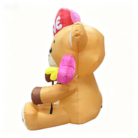 Ballon gonflable en forme de cœur de 1,5 m avec ours en peluche de dessin animé pour les célébrations romantiques de la Saint-Valentin et la décoration de mariage/jardin