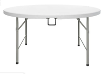 Table pliante de pique-nique en plein air bon marché Pieds pliants Table et chaise pliantes rondes pour événement avec plastique HDPE portable en métal