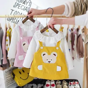 Kız bebek elbise ilkbahar ve sonbahar kızların moda kolej tarzı çilek etek 1-3 yaşındaki bebekler ve genç çocuklar için