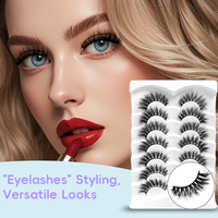 Curling C, Cils en Bande Volume Effet Maquillage Fox Eye, Longueur 10-15mm, Bande de 35mm, Faux Cils Complets, Boîte de 7 Paires, Vente en Gros