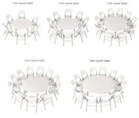 Haute qualité HDPE plastique blanc extérieur rond rectangulaire 4ft 5ft 6ft Portable pique-nique salle à manger Camping Table chaise ensemble