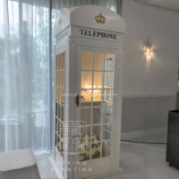 White Telephone Booth Neon Wedding Backdrop Audio Guestbook Phone London Telephone Booth for Wedding Decoration