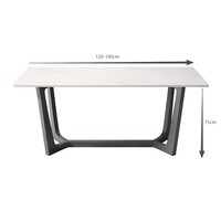 Ensemble de table à manger de luxe 6 places, moderne, en acier inoxydable et marbre, pour salon et cuisine de restaurant