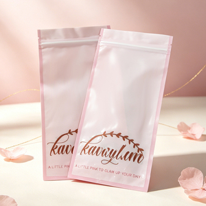 ซองบรรจุภัณฑ์เครื่องสำอางแบบซิปล็อคสามด้าน สีชมพูเงา พิมพ์โลโก้ได้ สำหรับบรรจุภัณฑ์ตัวอย่างผลิตภัณฑ์ดูแลผิวแบบพกพา - Product Image 1