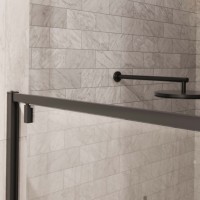 Porte de douche à charnière en aluminium pour hôtel avec cadre rectangulaire en verre trempé, cabine de douche autoportante droite et moderne