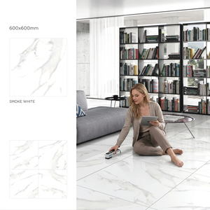 Satvario Brillo 600x600mm Nano Polished Porcelain <b>Tiles</b> Calacatta Marble Design Glossy Floor Finish - Product Image 2