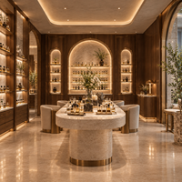 CIRI Neue Ladenvitrine LED Kosmetik-Display Goldener Parfümorganizer Dubai Verkaufstheke Komplette Kosmetikshop-Ausstattung
