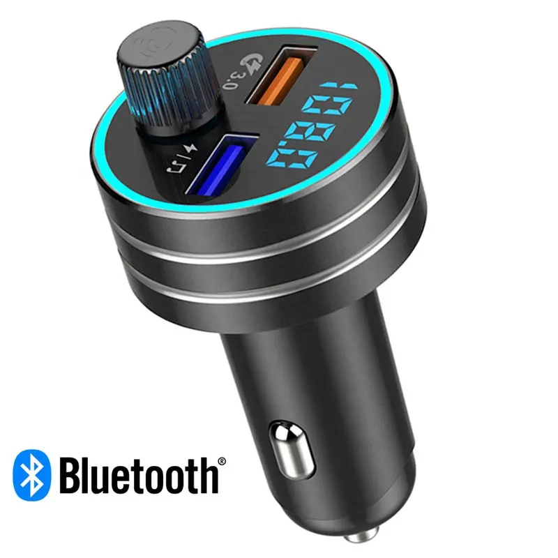 2022 Bluetooth 5.0 Mobil Kit FM Transmitter Hands Free MP3 Player dengan Dual USB Charger Mobil QC3.0 Cepat Charger