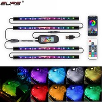 Kit d'éclairage d'ambiance LED RGB 12V pour voiture, synchronisation musicale, activé par le son, application, lampe d'ambiance intérieure pour l'espace des pieds et le tableau de bord