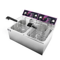 Friteuse Commerciale Électrique Industrielle 8+8L pour Poulet, Friteuse à Immersion Ouverte avec Minuteur, Prix pour Restaurants de Restauration Rapide (type KFC)
