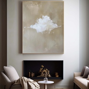 Peinture à l'huile faite à la main, peinture texturée, art sur toile, œuvre d'art minimaliste nuageuse, décoration chic et simple pour la maison et la galerie - Product Image 5