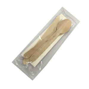 disposable take out wood cutlery set spoon fork knife with napkin
