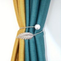 Attache de rideau réglable en métal en forme de feuille, style nordique, sans perforation, pour chambre à coucher, vente en gros