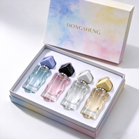Flacon de parfum vide en verre transparent ondulé irrégulier de 50 ml, emballage en boîte cadeau