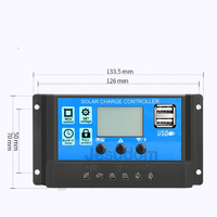 Contrôleur de charge solaire PWM Jesudom 10-30A 12V/24V 24h, régulateur de batterie pour panneau solaire domestique