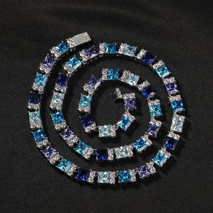 Spring Clasp Shining Zircon Necklace, Fashionable Blue-Purple Gemstone Collarbone <b>Chain</b>, Unisex - Product Image 3