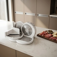 Trancheuse à viande électrique blanche 150W AC, coupe-viande à vitesse réglable, lame en acier inoxydable pour la cuisine domestique
