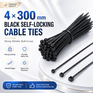 Attaches en nylon professionnelles de 12 pouces, 3,6*300 mm de large, certifiées UL, ignifuges, PA66, pour le regroupement de câbles, spécifications d'exportation, vente en gros en vrac - Product Image 1