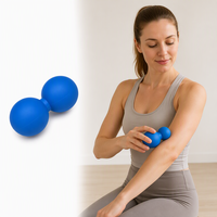 Balle de massage double en silicone écologique avec logo personnalisé 125x65mm, rouleau de libération myofasciale portable en forme d'arachide pour la physiothérapie