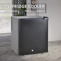 Kulkas Mini Listrik Wiberda Hitam Kecil 20-60L 220-240V Pendingin Display Plastik Logam untuk Hotel Restoran