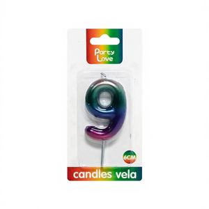 Fiesta por No. Vela decorativa de cera sin aroma de 9,6 cm con forma de pastel digital, sin humo, para fiestas y bares, ideal para cumpleaños. - Product Image 1