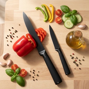 Juego de 5 Cuchillos de Cocina de Acero Inoxidable, Juego de Cuchillos de Cocina Antiadherentes de Titanio Negro para Cocina - Product Image 6