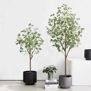 Plante d'intérieur artificielle Eucalyptus en <span class=keywords><strong>pot</strong></span> pour la décoration de salon, arbre porte-bonheur, ornements de plantes vertes, bonsaï - Product Image 3