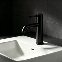 Robinet Mitigeur Monocommande Noir Mat pour Lavabo, à Poser sur Plan, en Laiton