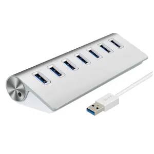 Taşınabilir USB 3.0 HUB 7 Port alüminyum 5Gbps yüksek hızlı güç adaptörü çoklu USB 3.0 Hub USB Splitter PC dizüstü bilgisayar adaptörü