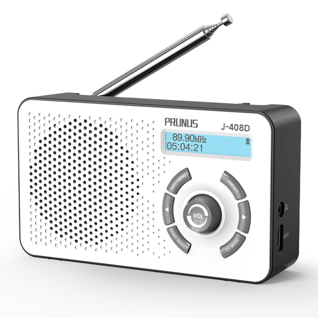 DAB Radio Portable, Wireless, Rechargeable Battery Powered FM Radio, Alarms Clock, Sleep Timer, Headphone Jack DAB Radio