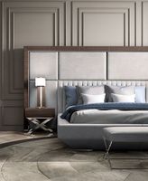 Lit King Size de Luxe en Bois pour Adultes, Tissu Confortable et Rembourrage Doux, Design Moderne, Mobilier de Chambre d'Hôtel, Fabriqué en Italie