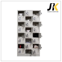 Armario Metálico de Almacenamiento de 24 Puertas, Gabinete para Tarjetas de Teléfono Móvil, Armarios de Pared de Acero Multifuncionales con Diseño de Compartimentos con Cerradura