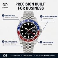 Montre de plongée GMT personnalisée avec logo, pour hommes, 200 m, automatique, mécanique, montre-bracelet, fournisseur OEM, vente en gros, Relojes, acier