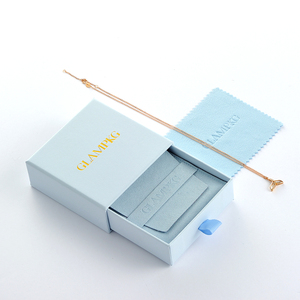 Custom Logo Blue Drawer Jewelry Packaging <b>Box</b> Paper Sliding <b>Gift</b> <b>Box</b> for Necklace Bracelet Ring <b>Earrings</b> Luxury Packaging - Product Image 4