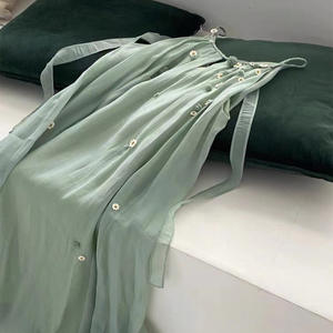 Vestido Verde Leche Sin Tirantes con Bordado de Margaritas, Estampado Floral Transpirable para Turismo y Ocio de Verano - Product Image 2