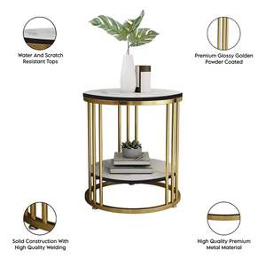 <b>High</b>-Strength Metal <b>Side</b> <b>Table</b> with Smooth Edges Strong Frame Weather Resistant Coating & for Indoor or Outdoor Decoration - Product Image 5