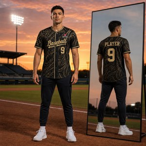 Maillot de baseball personnalisé en gros, à rayures fines, imprimé tribal, séchage rapide, respirant, boutonné, en polyester, uniforme d'équipe par sublimation - Product Image 1