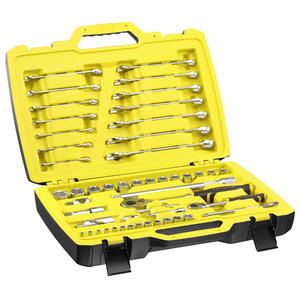 Jeu de clés à douille 1/4 et 1/2 pouces avec 14 clés combinées, kit d'outils de 49 pièces pour la réparation automobile et domestique - Product Image 1