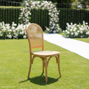 Chaise commerciale OKBUY en bois courbé, mobilier d'hôtel, dossier en rotin tressé à la main, design moderne en forme de canne courbée, couleur personnalisée, traditionnelle - Product Image 2