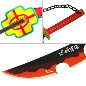 Usine Anime démon tueur Uzui <span class=keywords><strong>Tengen</strong></span> Anime accessoires arme en bois bambou lame épée jouet <span class=keywords><strong>Katana</strong></span> épées pour Cosplay jouant garçons - Product Image 2