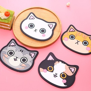 Custom Promotional Non-Slip <b>Heat</b>-Resistant Coffee Drink Kitchen Accessories Silicone Cute <b>Cat</b> Shaped Teacup Coasters - Product Image 3