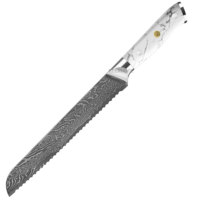 Couteau à pain KEENHOPE haut de gamme en acier Damas japonais AUS-10, couteau de cuisine avec manche en pierre turquoise blanche et résine composite